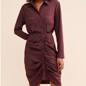 Current Air Ruched Plum Shirt Dress